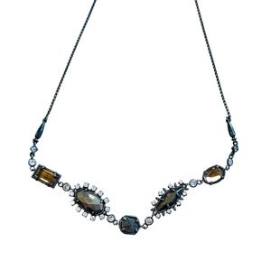 Kendra Scott‎ KS June Long Necklace Antique Silver Pyrite Crystal Chain 27"